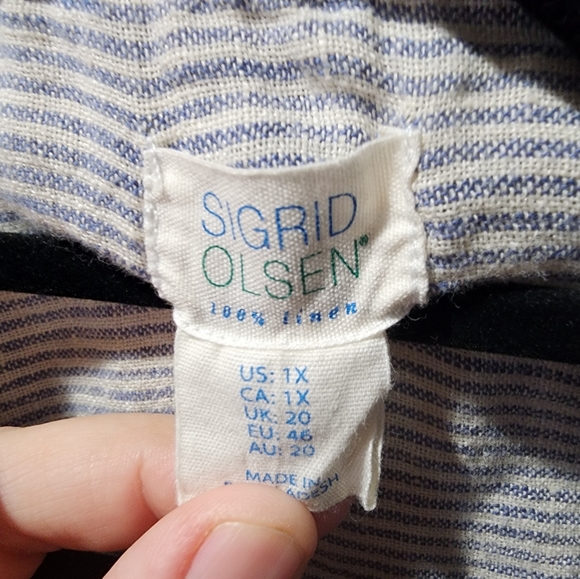 Sigrid Olsen pin stripe button down women's shirt - Picture 3 of 4